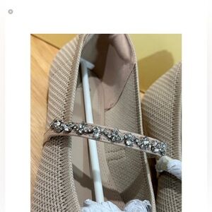 Cosy Island Nude Knit Flats with Rhinestone Strap Size 7.5